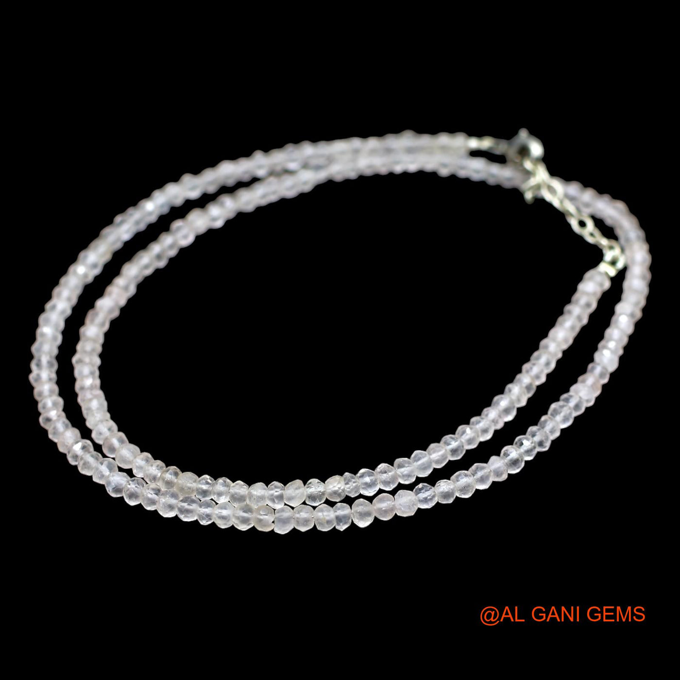 Smooth 2 TO 3 MM White Crystal Quartz Bead Round Boho Statement Necklace WB-33
