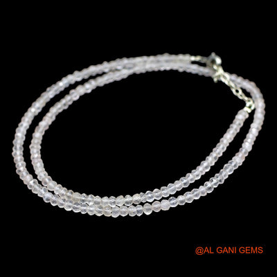 Smooth 2 TO 3 MM White Crystal Quartz Bead Round Boho Statement Necklace WB-33