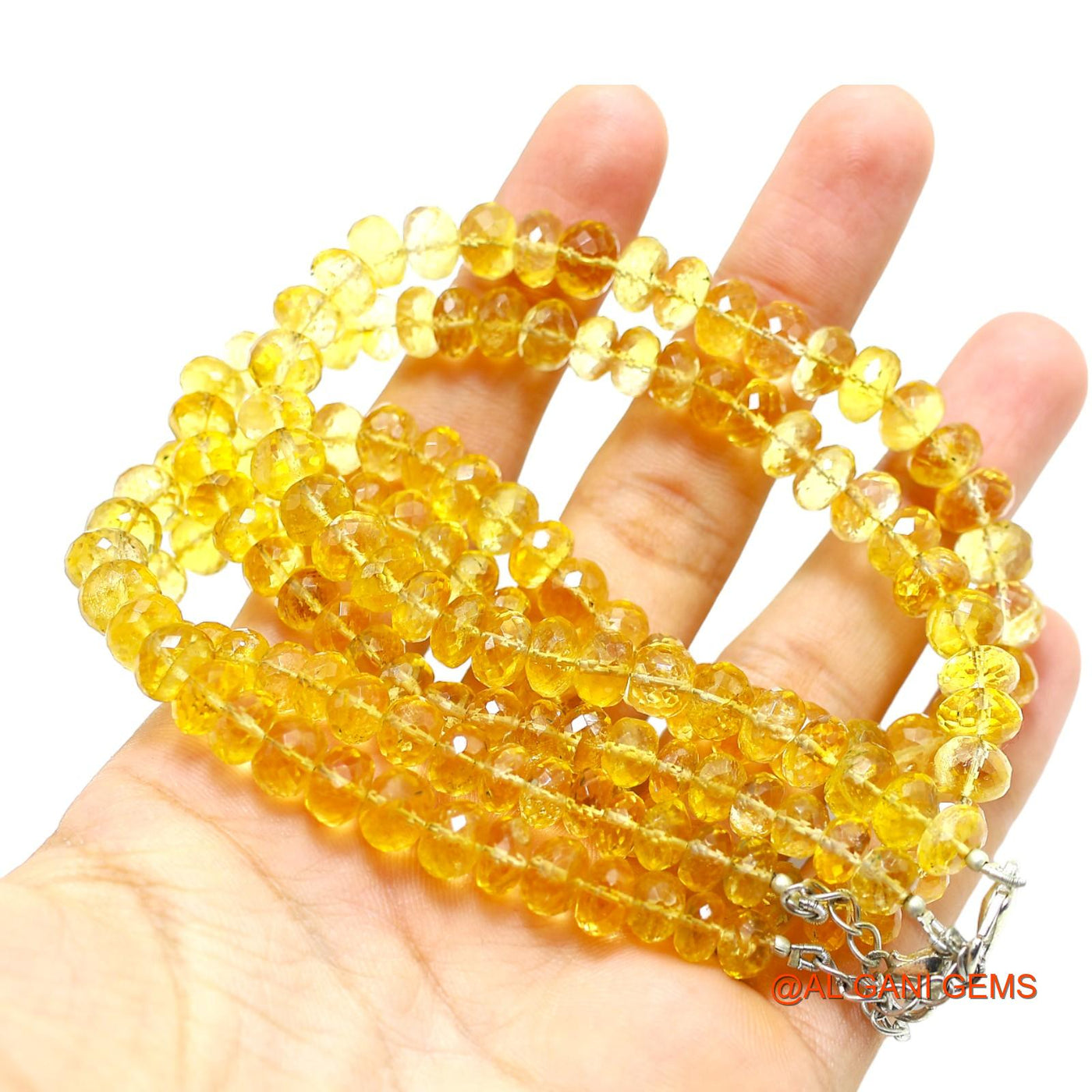 Faceted Golden Rutile Beads Round Dainty Wedding Handmade Boho Necklace WB-42