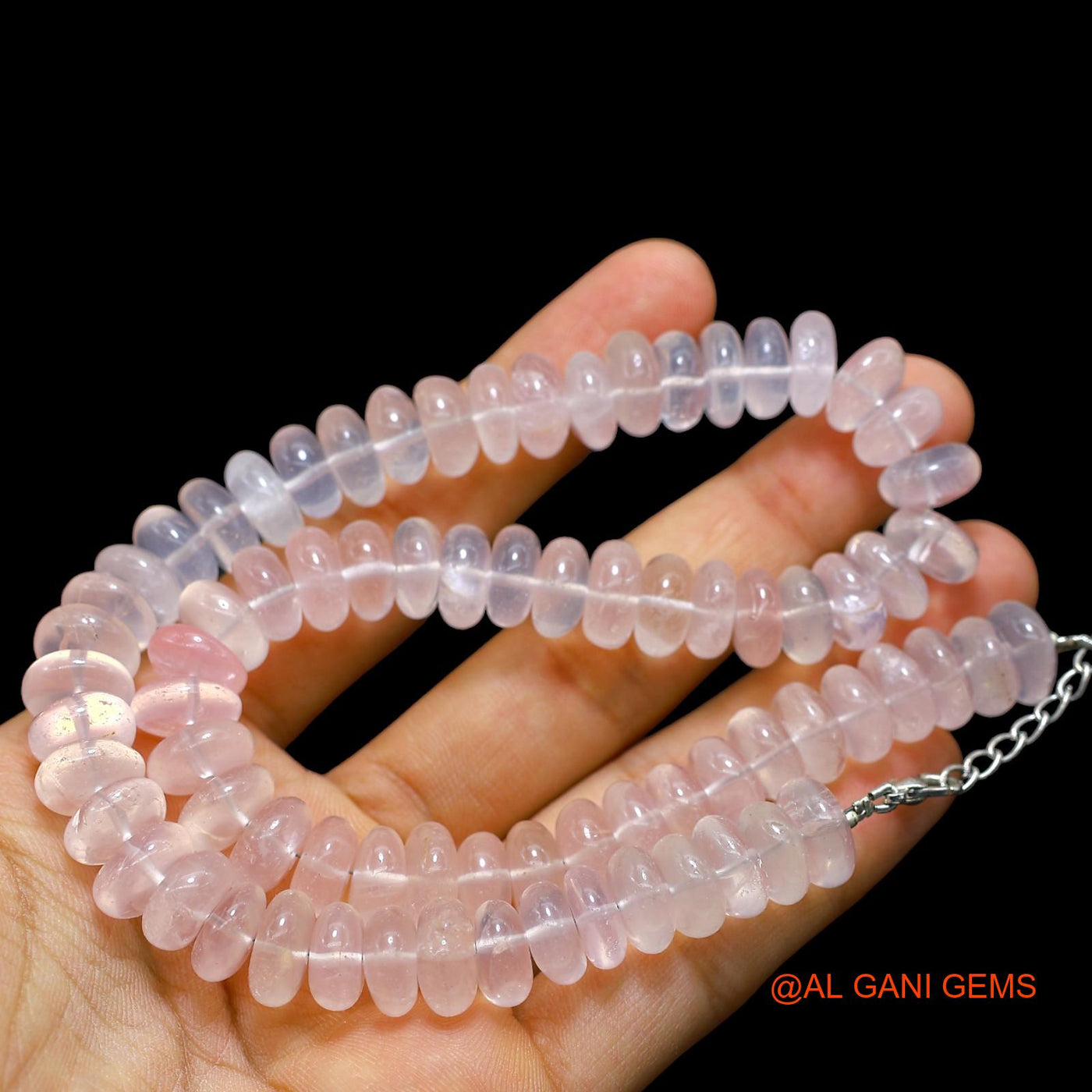 Smooth 11 MM Light Pink Rose Quartz Beads Round Dainty Daughter Necklace WB-43