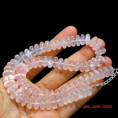 Smooth 11 MM Light Pink Rose Quartz Beads Round Dainty Daughter Necklace WB-43