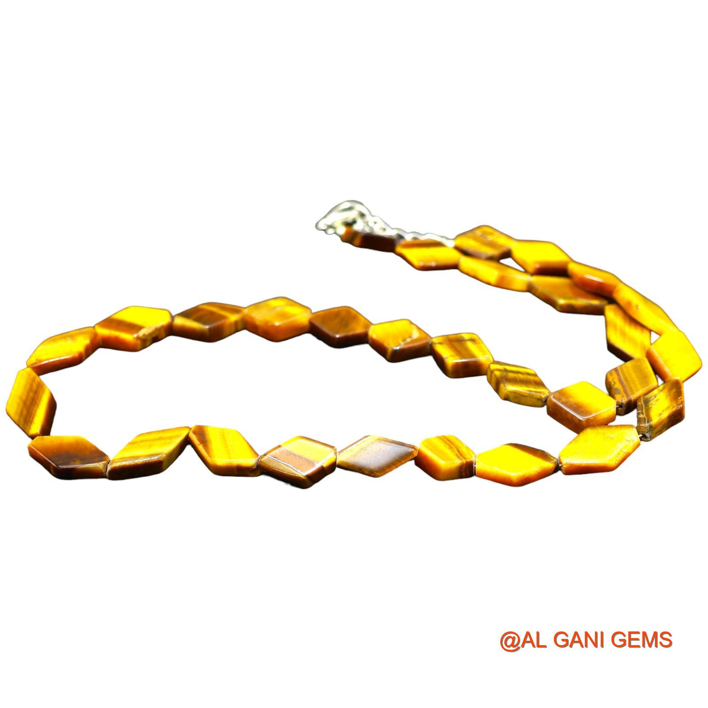 Smooth Light Brown Tiger Eye Beads Marquise Dainty Mother Boho Necklace WB-45