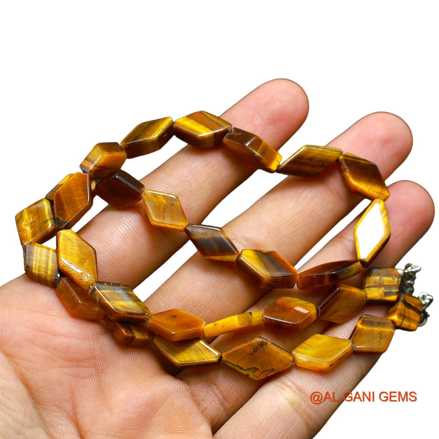 Smooth Light Brown Tiger Eye Beads Marquise Dainty Mother Boho Necklace WB-45