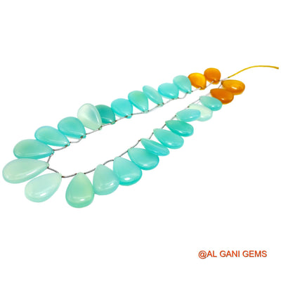 Pear Smooth Multi Color Aqua Chalcedony Bead Dainty Anniversary Necklace WB-57