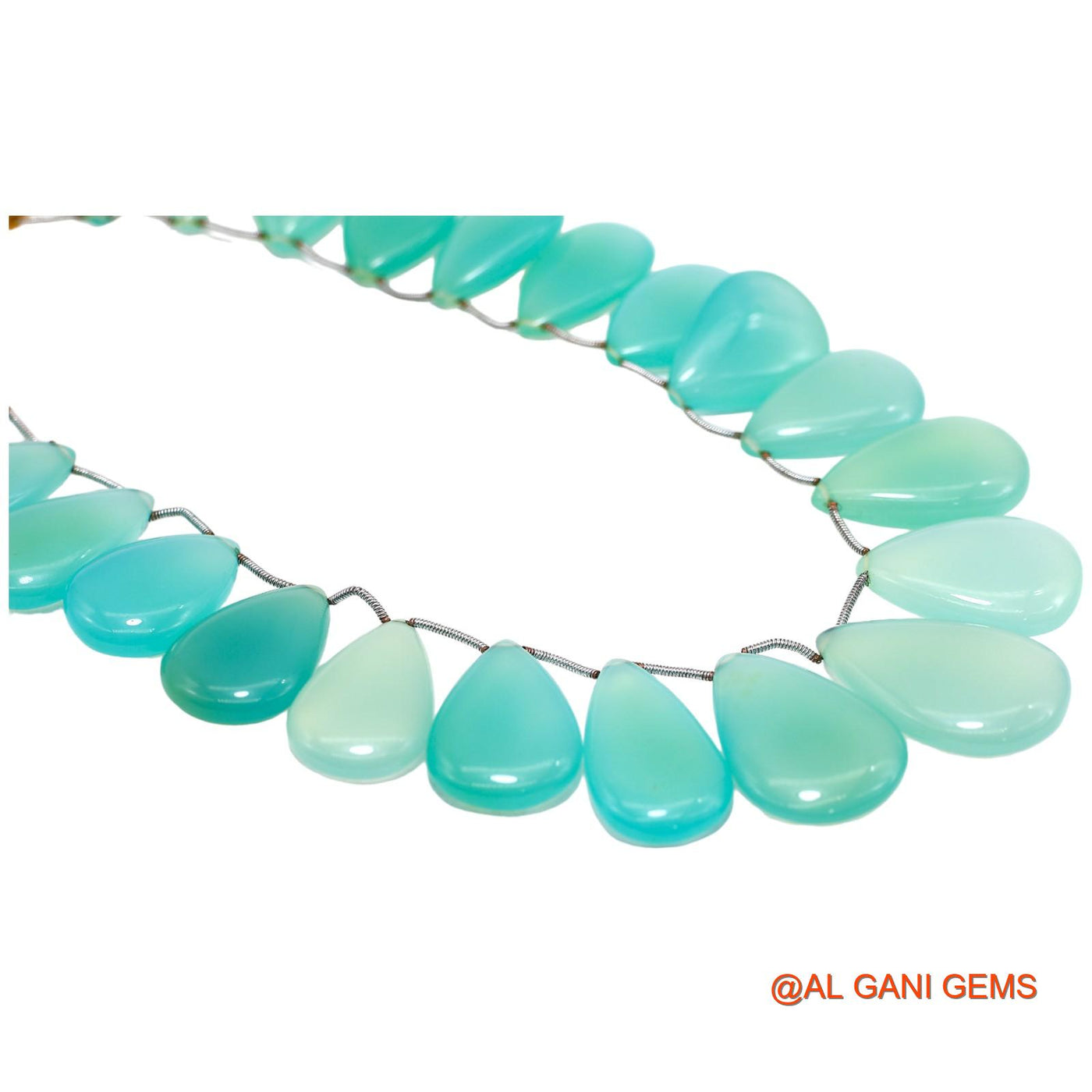 Pear Smooth Multi Color Aqua Chalcedony Bead Dainty Anniversary Necklace WB-57