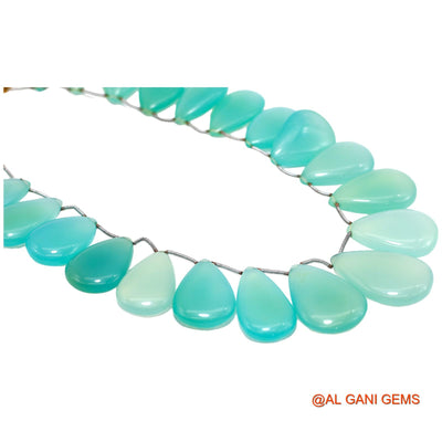 Pear Smooth Multi Color Aqua Chalcedony Bead Dainty Anniversary Necklace WB-57
