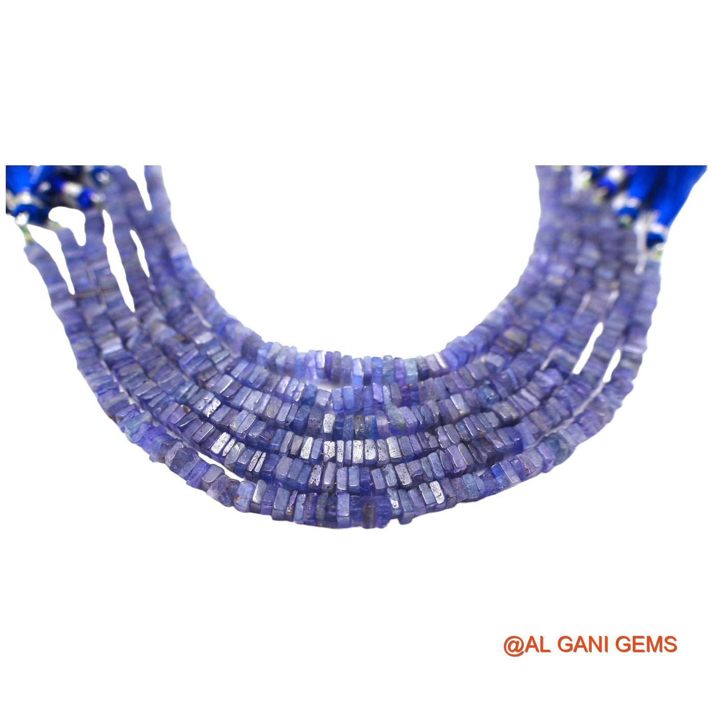 Square Smooth Loose Beads Strand For Jewelry Making 4 MM Natural Light Blue Tanzanite 8" WB-8