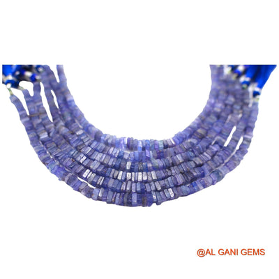 Square Smooth Loose Beads Strand For Jewelry Making 4 MM Natural Light Blue Tanzanite 8" WB-8