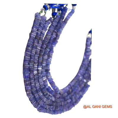 Square Smooth Loose Beads Strand For Jewelry Making 4 MM Natural Light Blue Tanzanite 8" WB-8