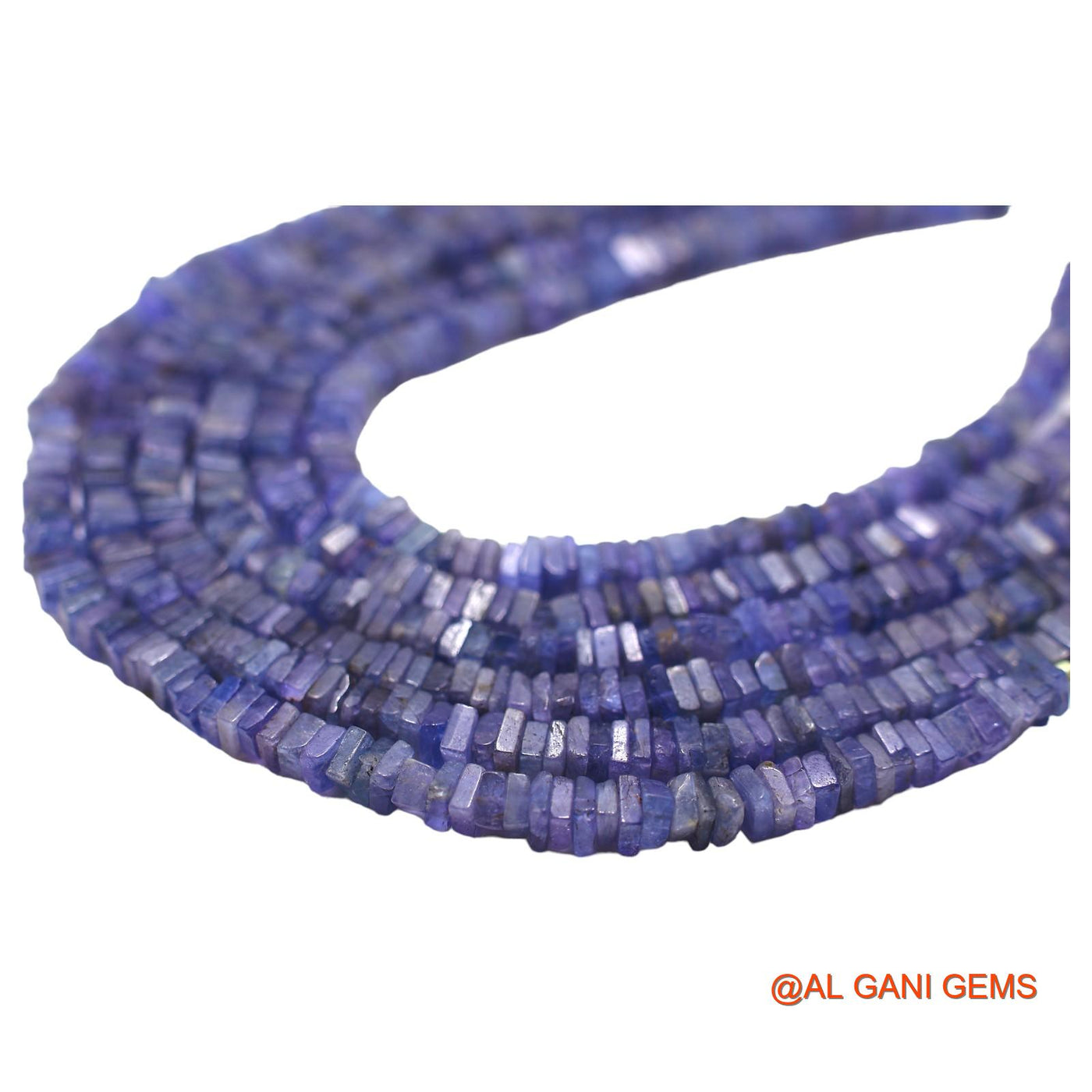 Square Smooth Loose Beads Strand For Jewelry Making 4 MM Natural Light Blue Tanzanite 8" WB-8
