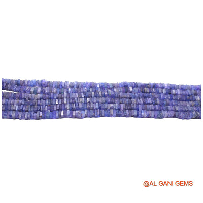 Square Smooth Loose Beads Strand For Jewelry Making 4 MM Natural Light Blue Tanzanite 8" WB-8